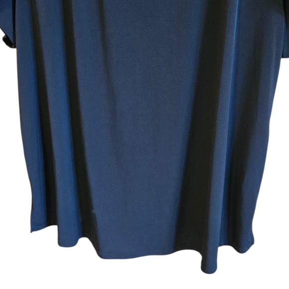 Always Indigo Black Keyhole V-Neck Short Sleeve Blouse Top Women's 3X - Picture 3 of 7